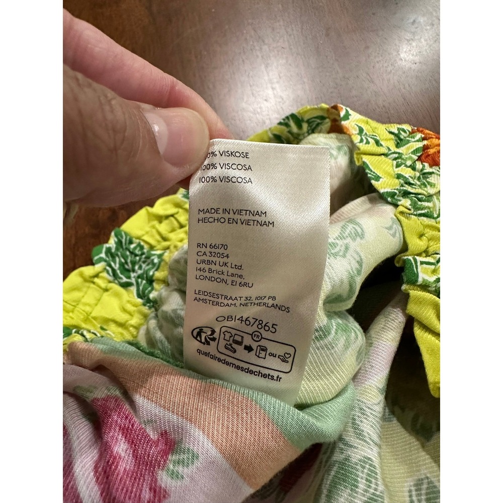 Anthropologie Floral Scarf Print Wide Leg Pants Smocked Waist Multi XS New - Picture 5 of 9